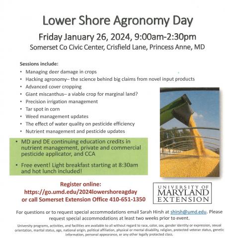 Lower Shore Agronomy Day  College of Agriculture & Natural