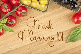 Meal planning 101 cutting board and vegetables