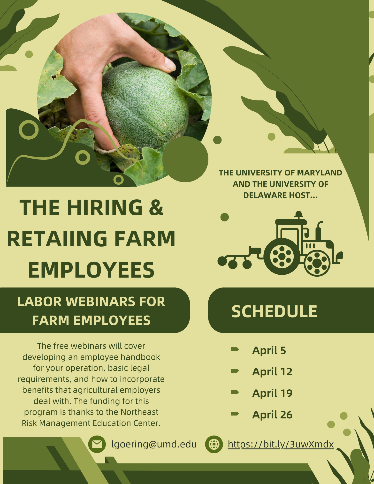 Flyer for event created by Christin Redding.  Image contains an image of hands with a melon by Edwin Remsberg
