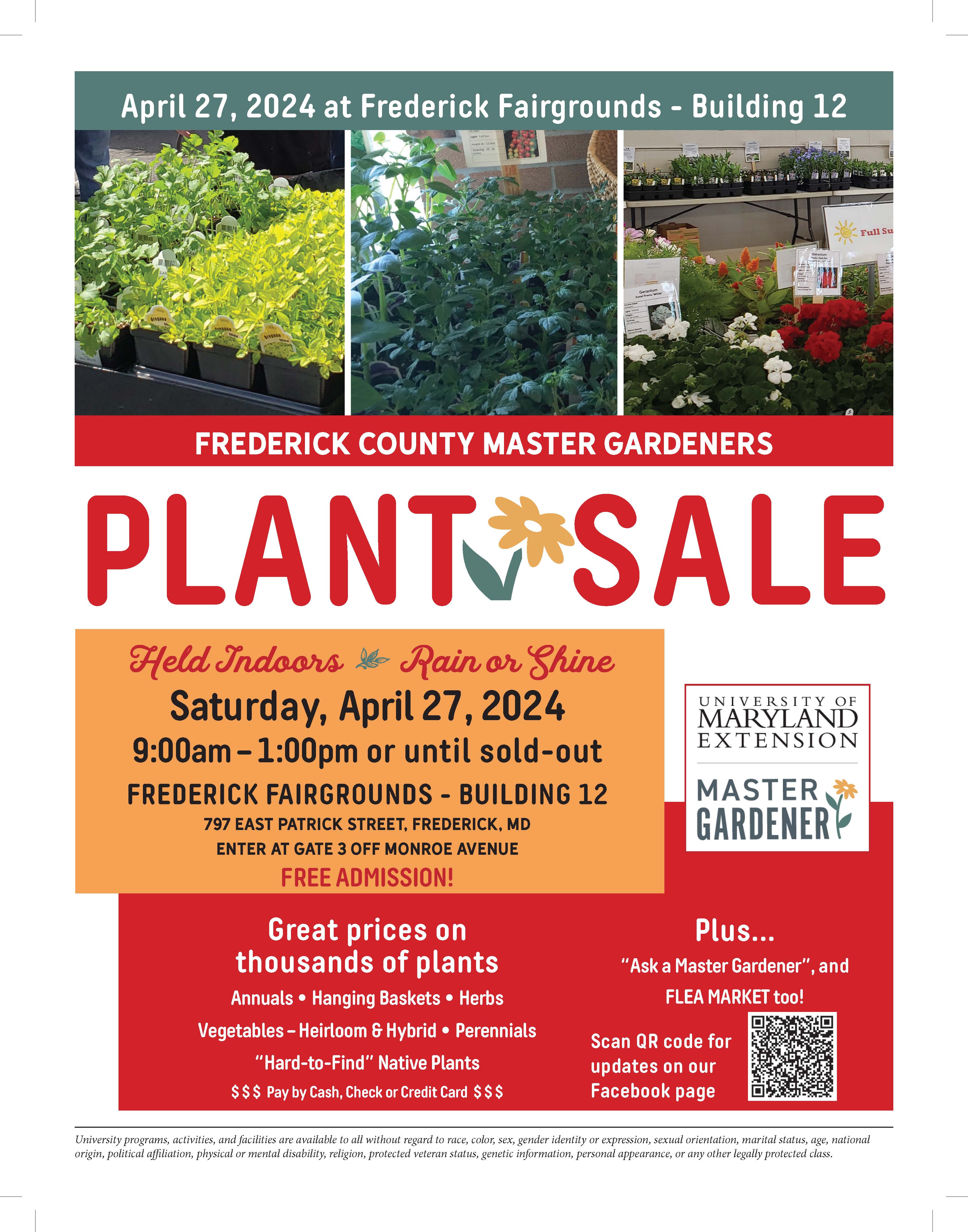 Frederick County Master Gardener Plant Sale flyer