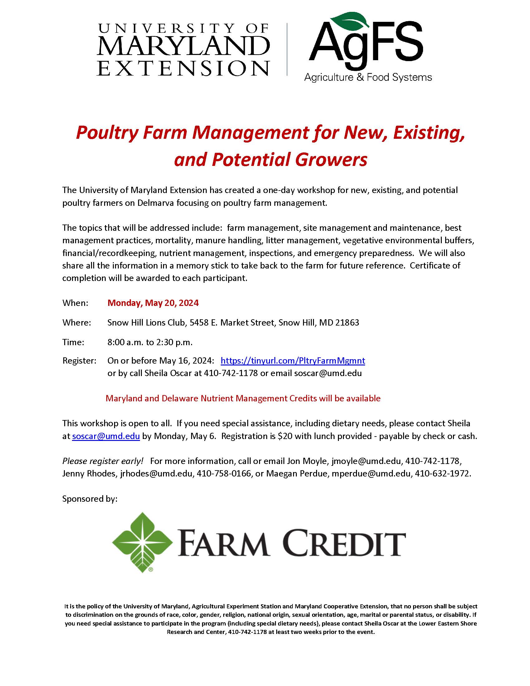 Flyer For May 20 2024 - Poultry Farm Management 