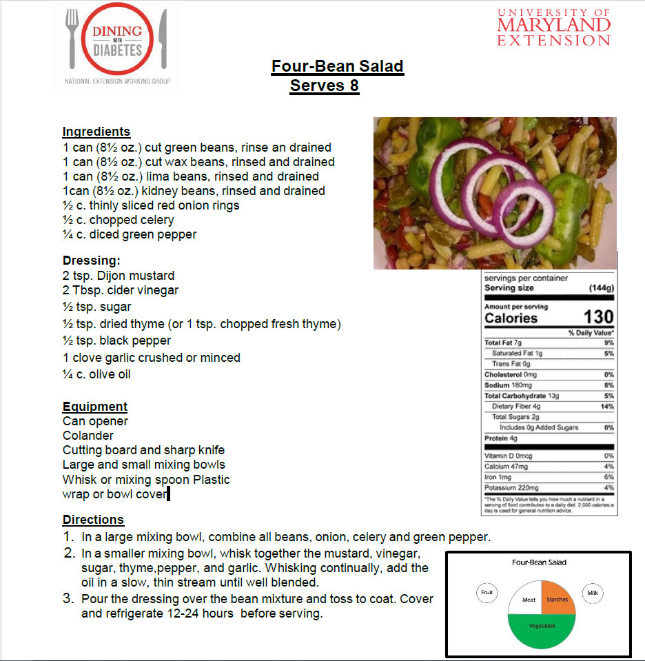 Four Bean Salad recipe - Side Dish - Dining with Diabetes series