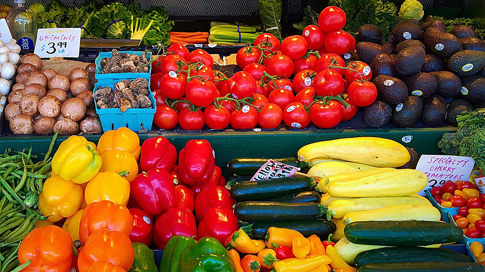 A variety of colorful summer produce