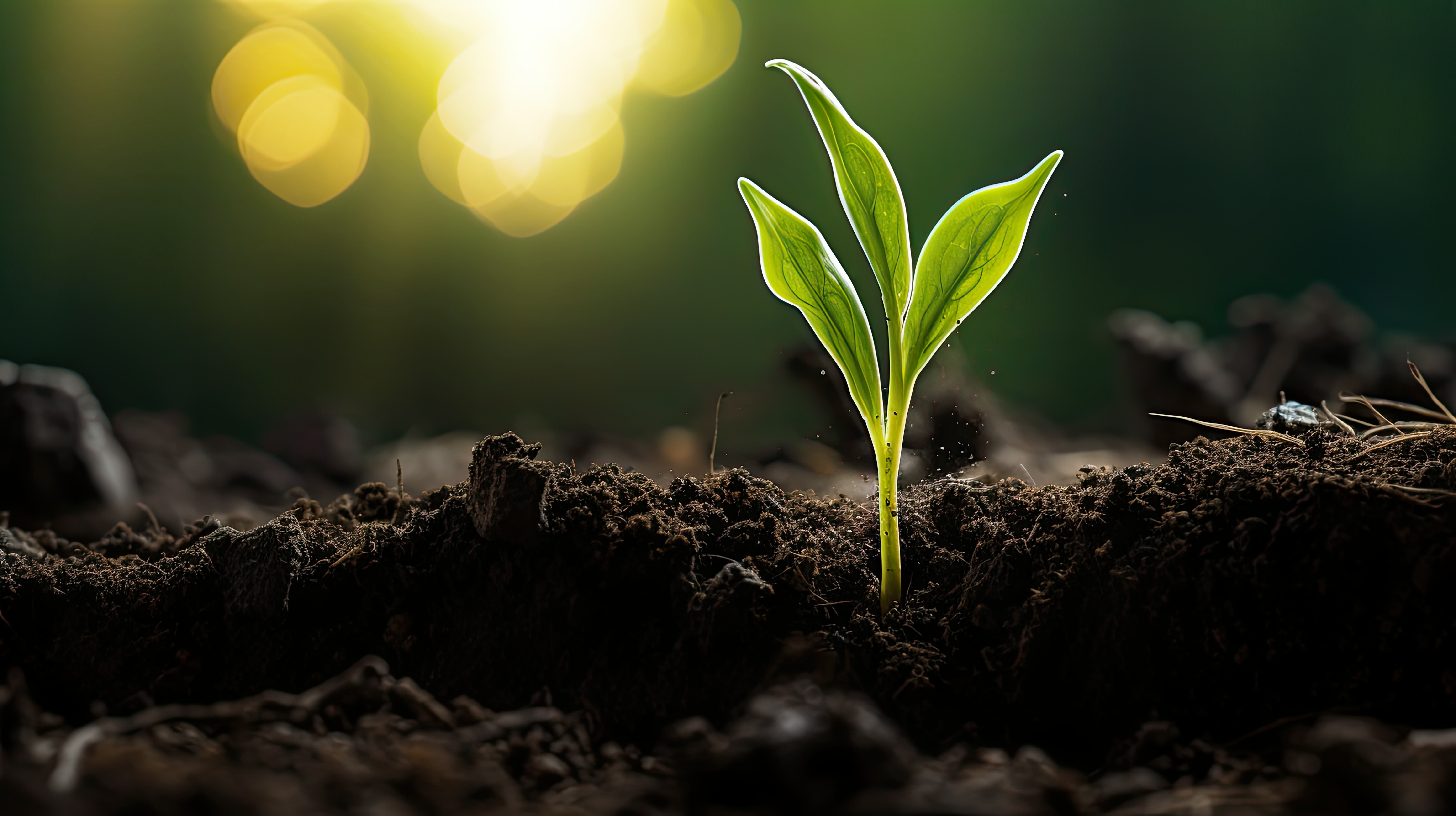 A single plant growing in soil