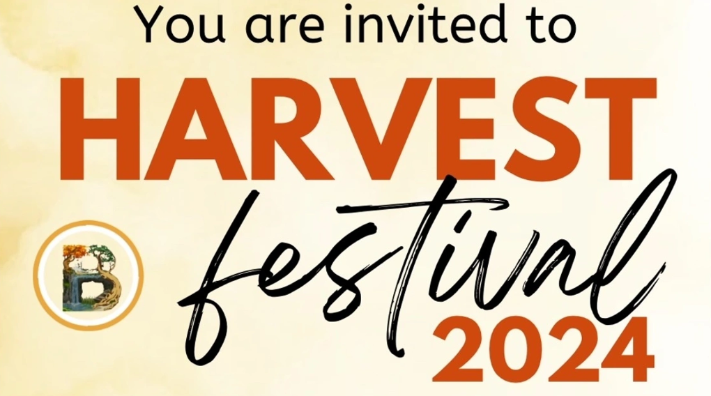 A banner with the text: "You are invited to harvest festival 2024" with the Backyard Basecamp logo.