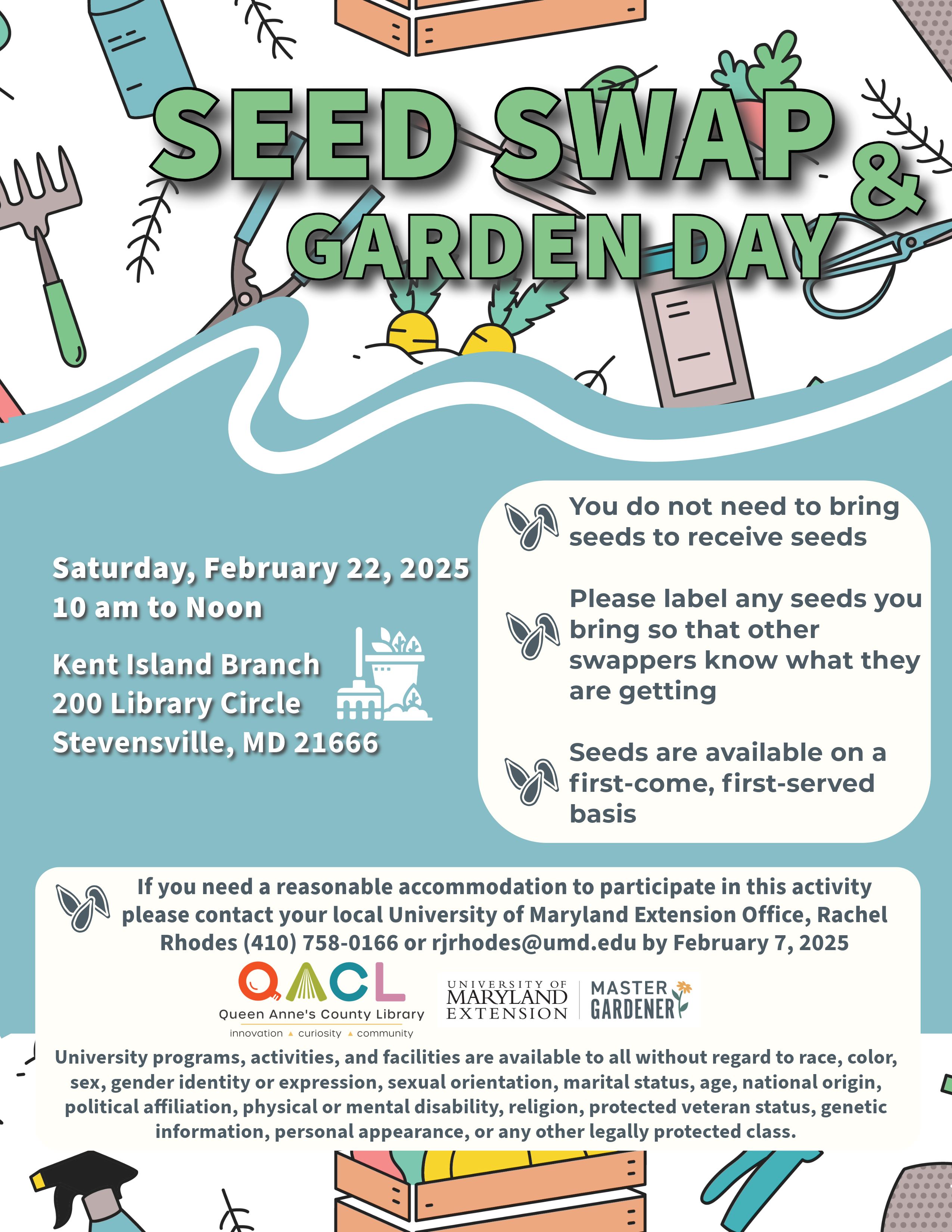 Flier detailing the date of the event, event parameters, accommodation statement, and the University accessibility statement.  