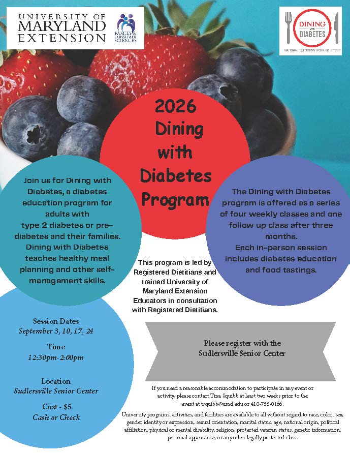 Dining with Diabetes promotional flyer