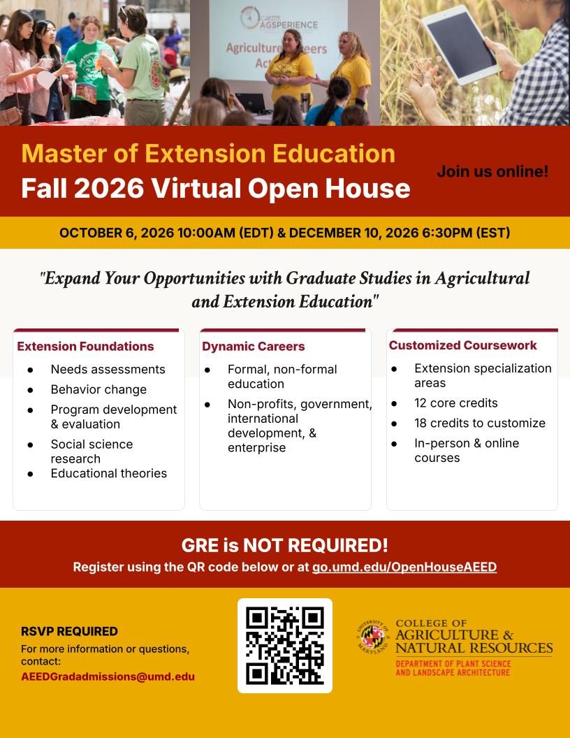 Master of Extension Education Open House flyer