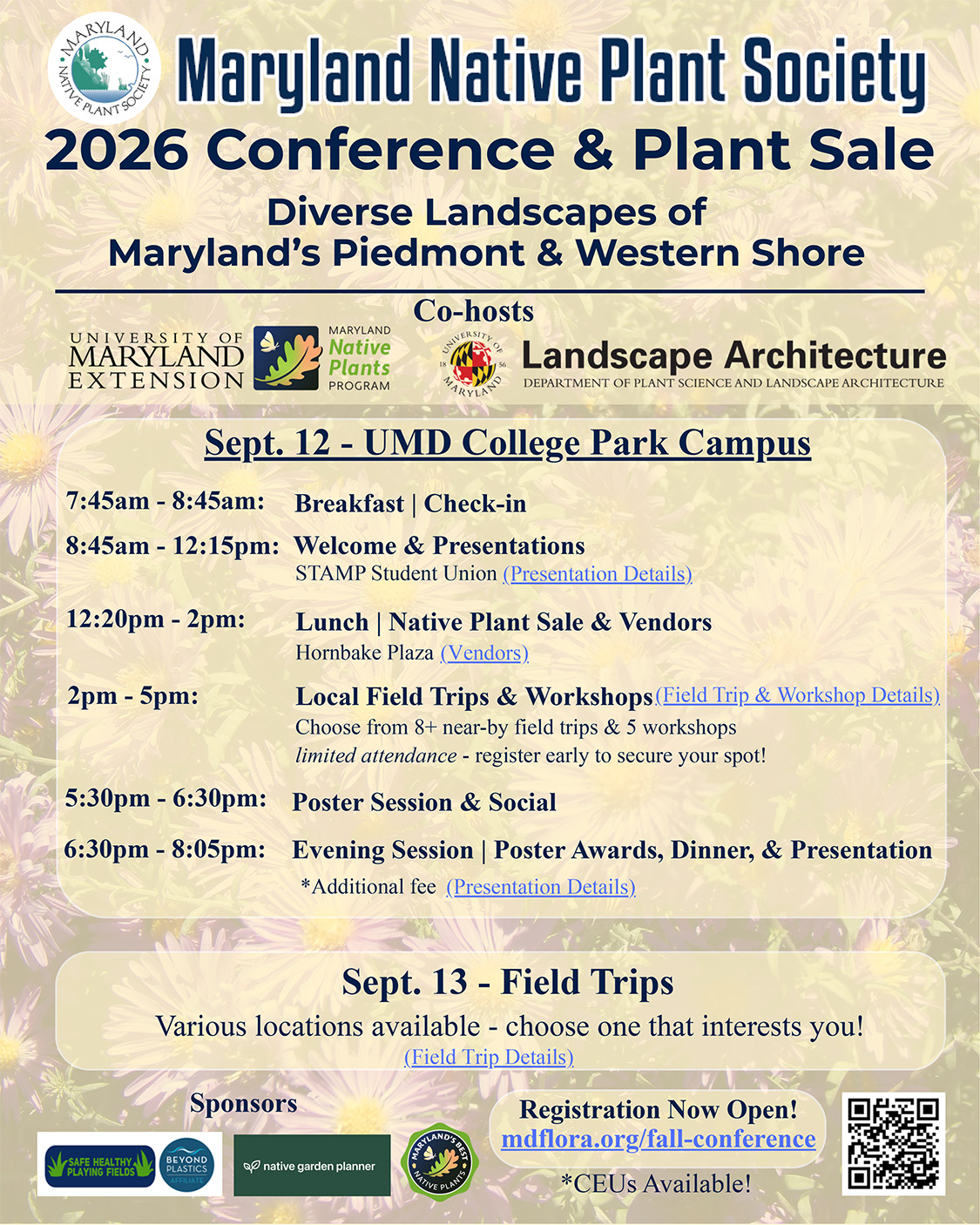 The Maryland Native Plant Society 2026 Conference flier