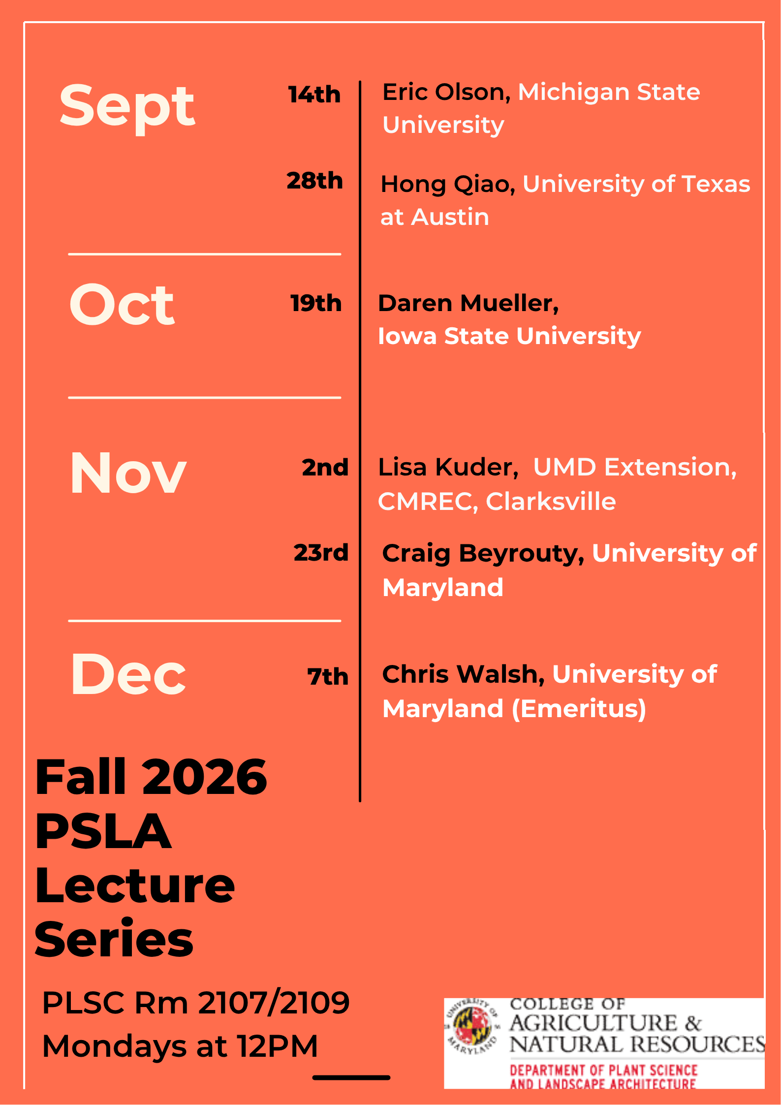 PSLA Seminars Fall 2026