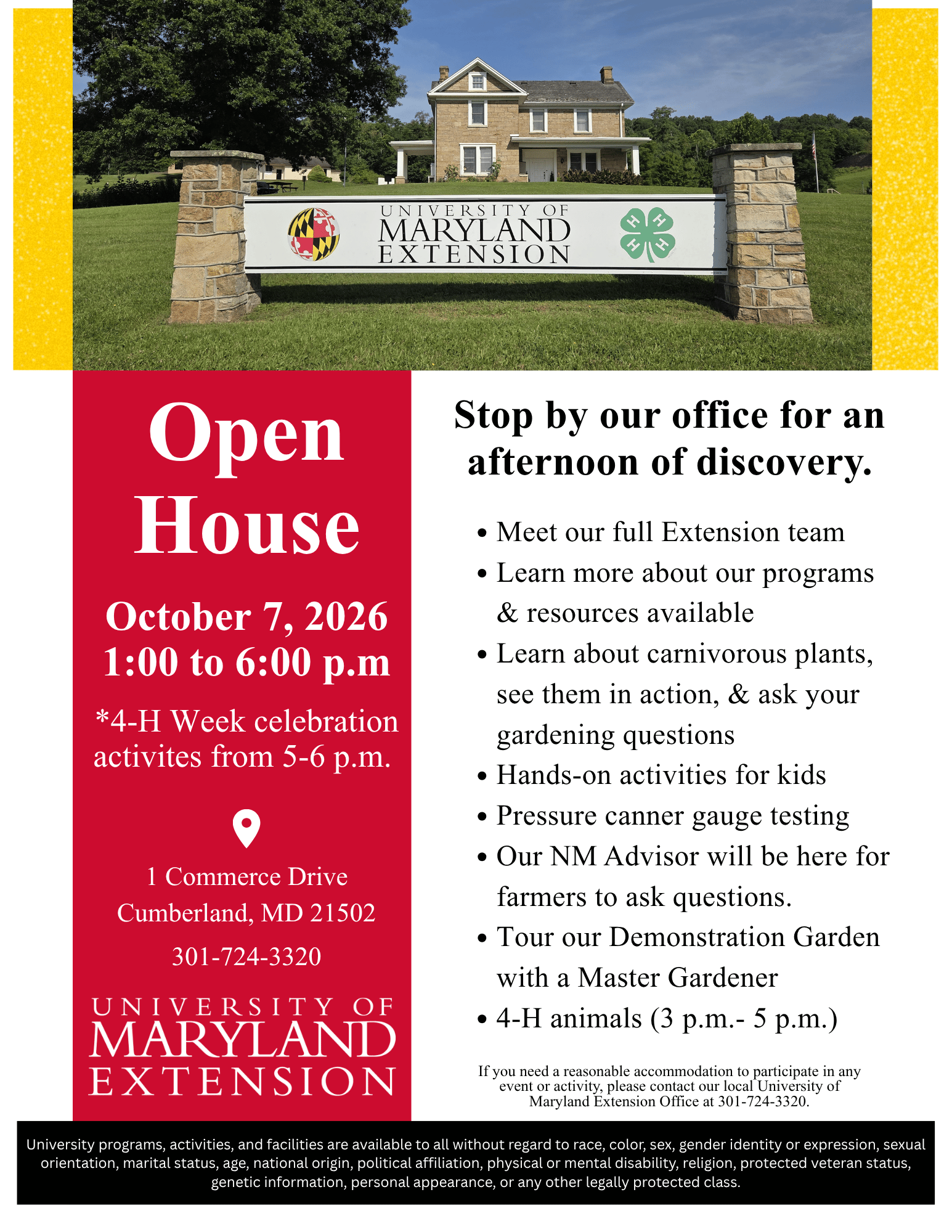 UME Allegany County Open House Flyer 
