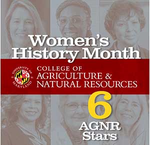 Women's History month graphic featuring headshots of multiple female staff & faculty members
