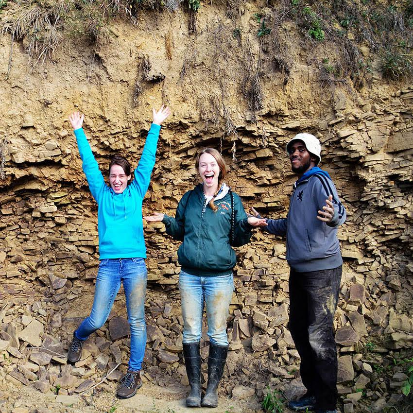 Students in a soil pit 