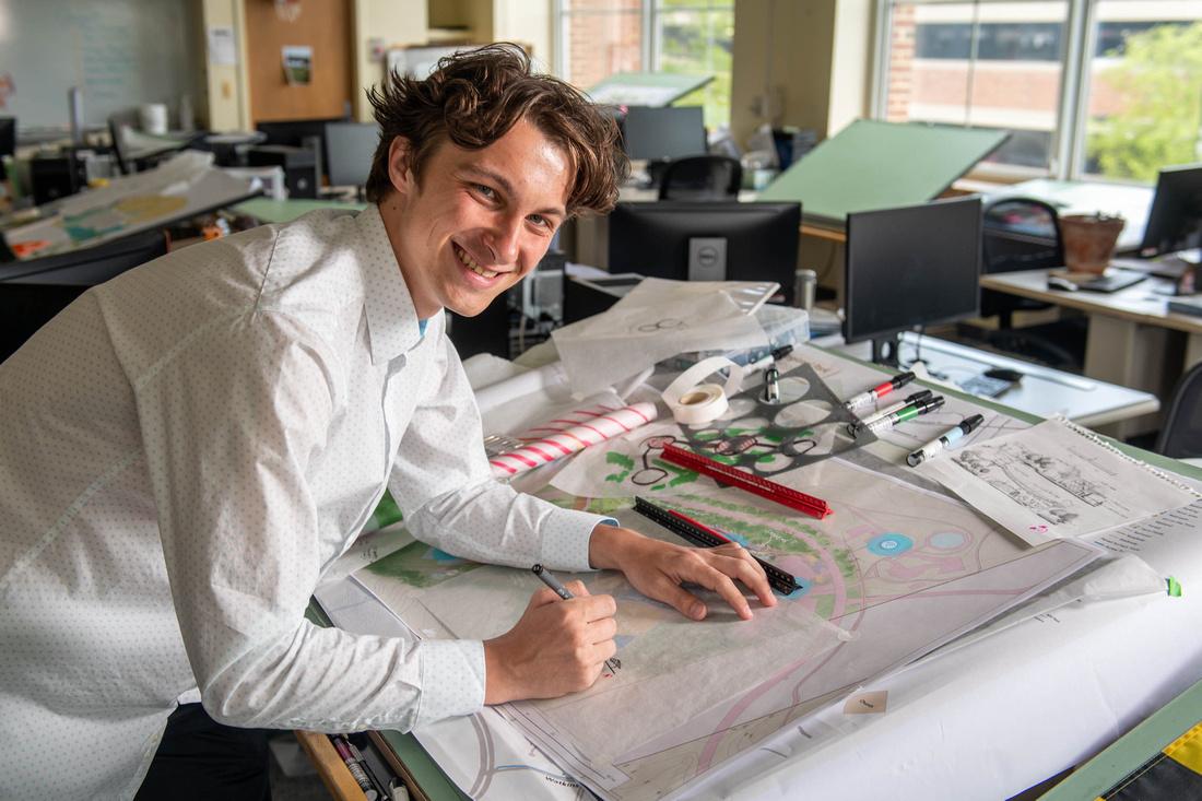 Student in the landscape architecture studio